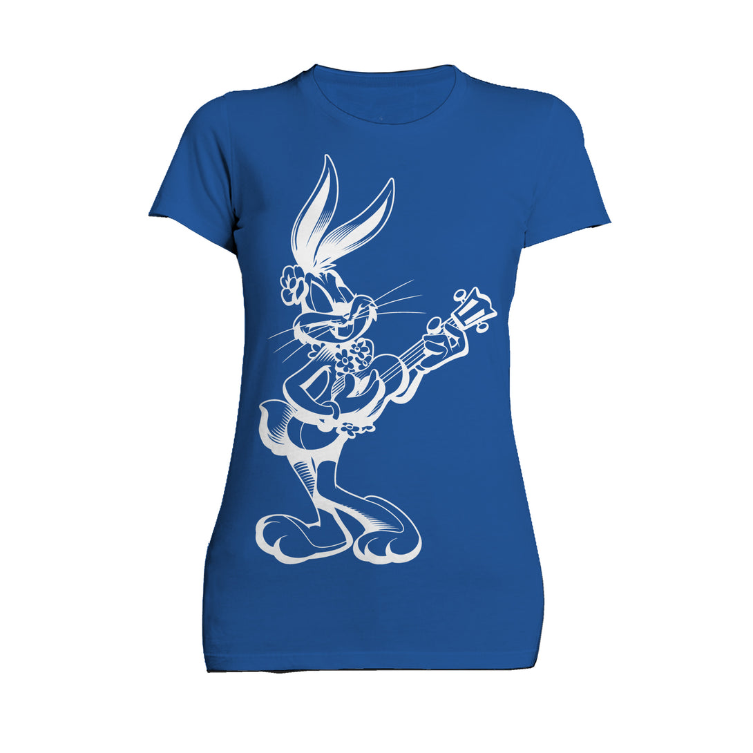 Looney Tunes Bugs Bunny Line Ukulele Women's T-shirt Blue - Urban Species