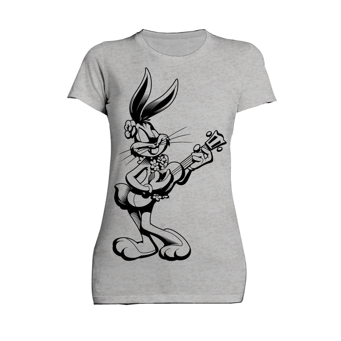 Looney Tunes Bugs Bunny Line Ukulele Women's T-shirt Sports Grey - Urban Species