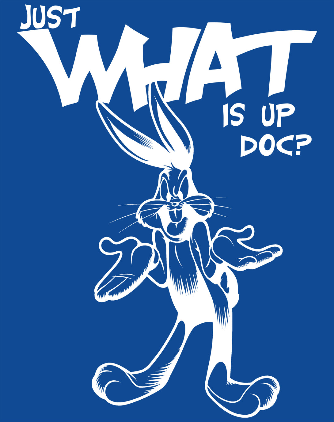 Looney Tunes Bugs Bunny Line Whats Up Doc Official Men's T-shirt Blue - Urban Species Design Close Up