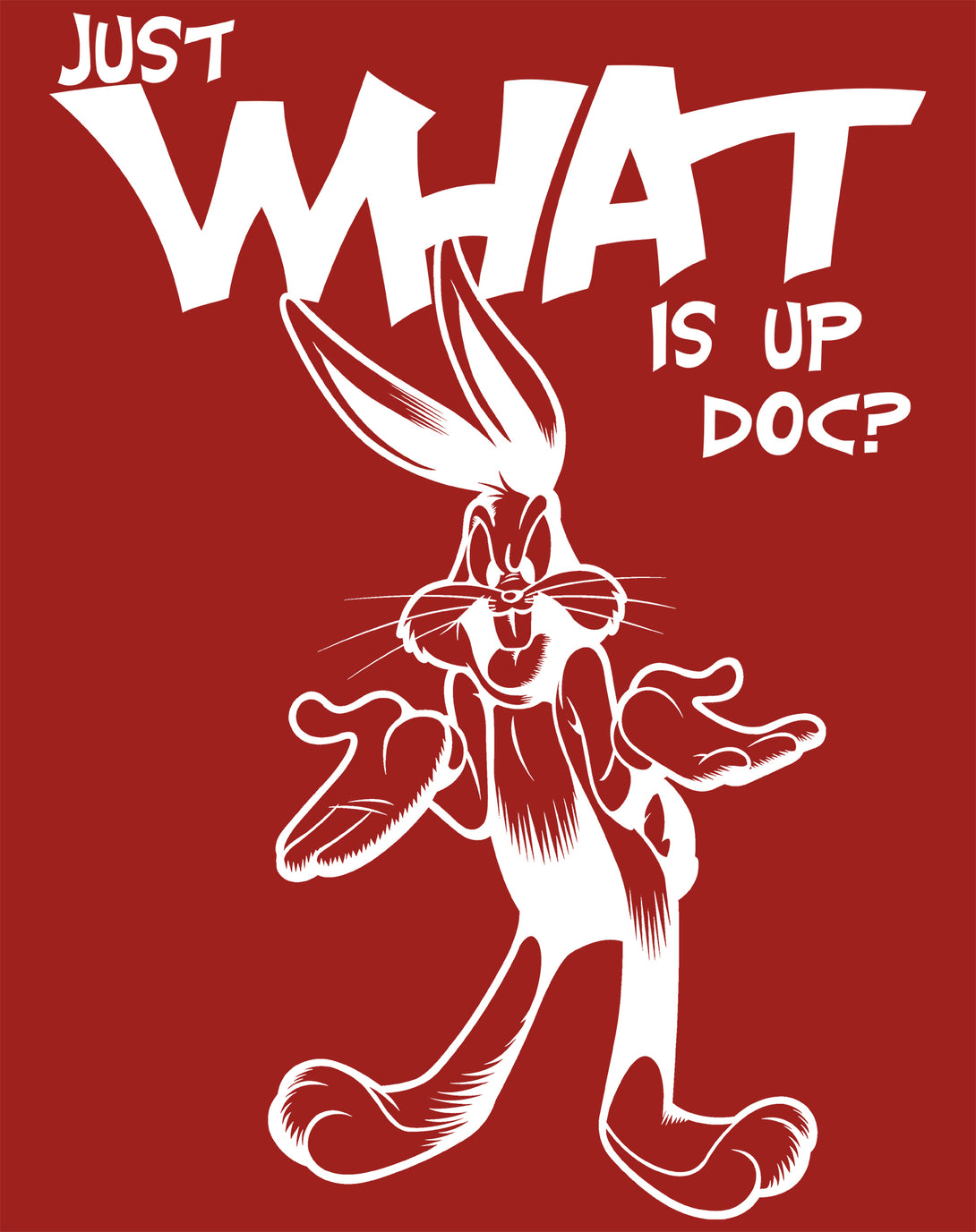 Looney Tunes Bugs Bunny Line Whats Up Doc Official Men's T-shirt Red - Urban Species Design Close Up