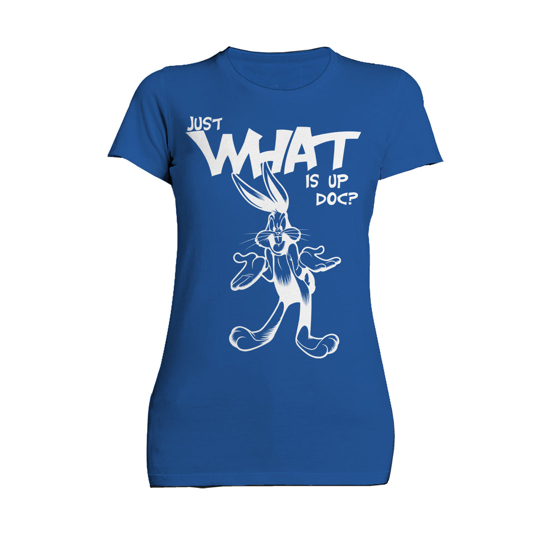 Looney Tunes Bugs Bunny Line Whats Up Doc Women's T-shirt Blue - Urban Species