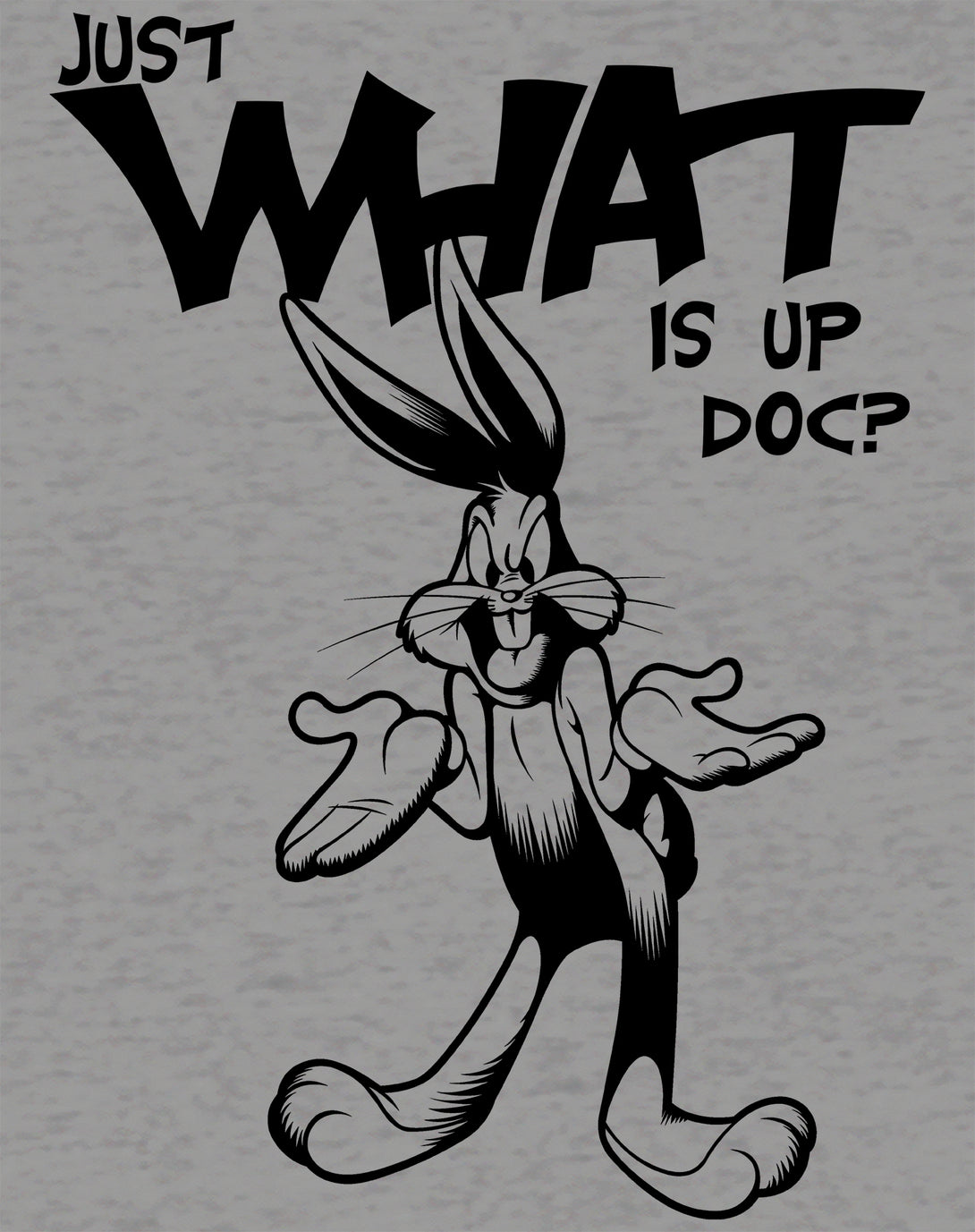 Looney Tunes Bugs Bunny Line Whats Up Doc Official Men's T-shirt Sports Grey - Urban Species Design Close Up