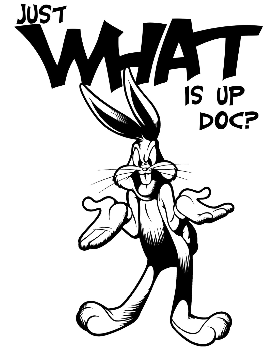 Looney Tunes Bugs Bunny Line Whats Up Doc Official Men's T-shirt White - Urban Species Design Close Up