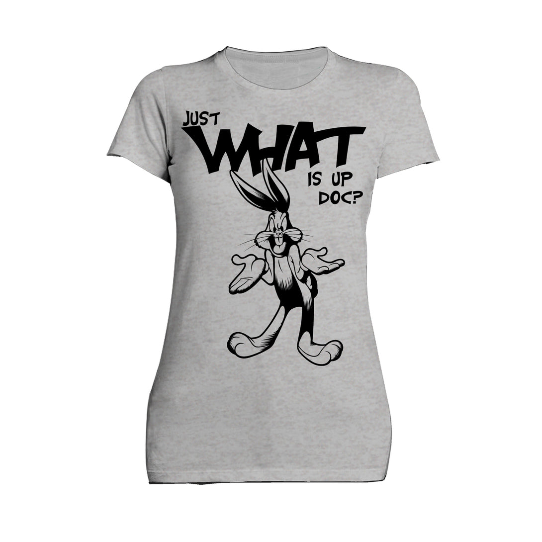 Looney Tunes Bugs Bunny Line Whats Up Doc Women's T-shirt Sports Grey - Urban Species