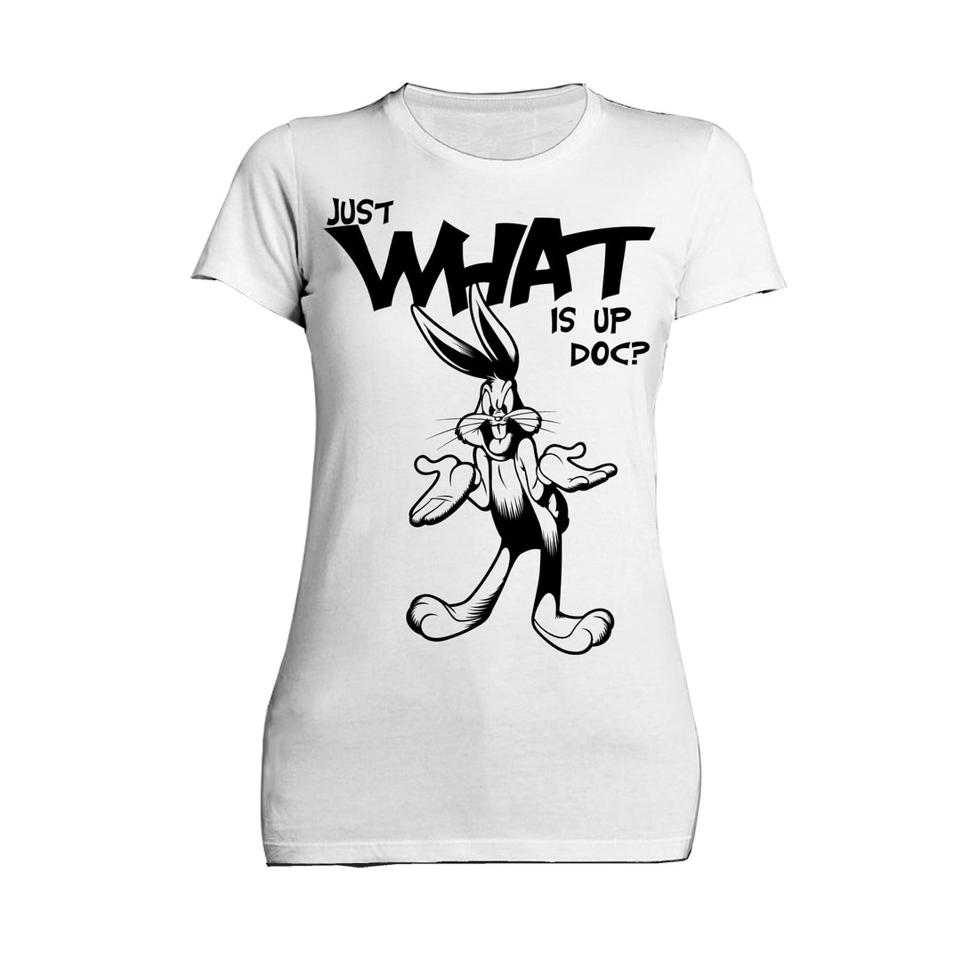 Looney Tunes Bugs Bunny Line Whats Up Doc Women's T-shirt White - Urban Species