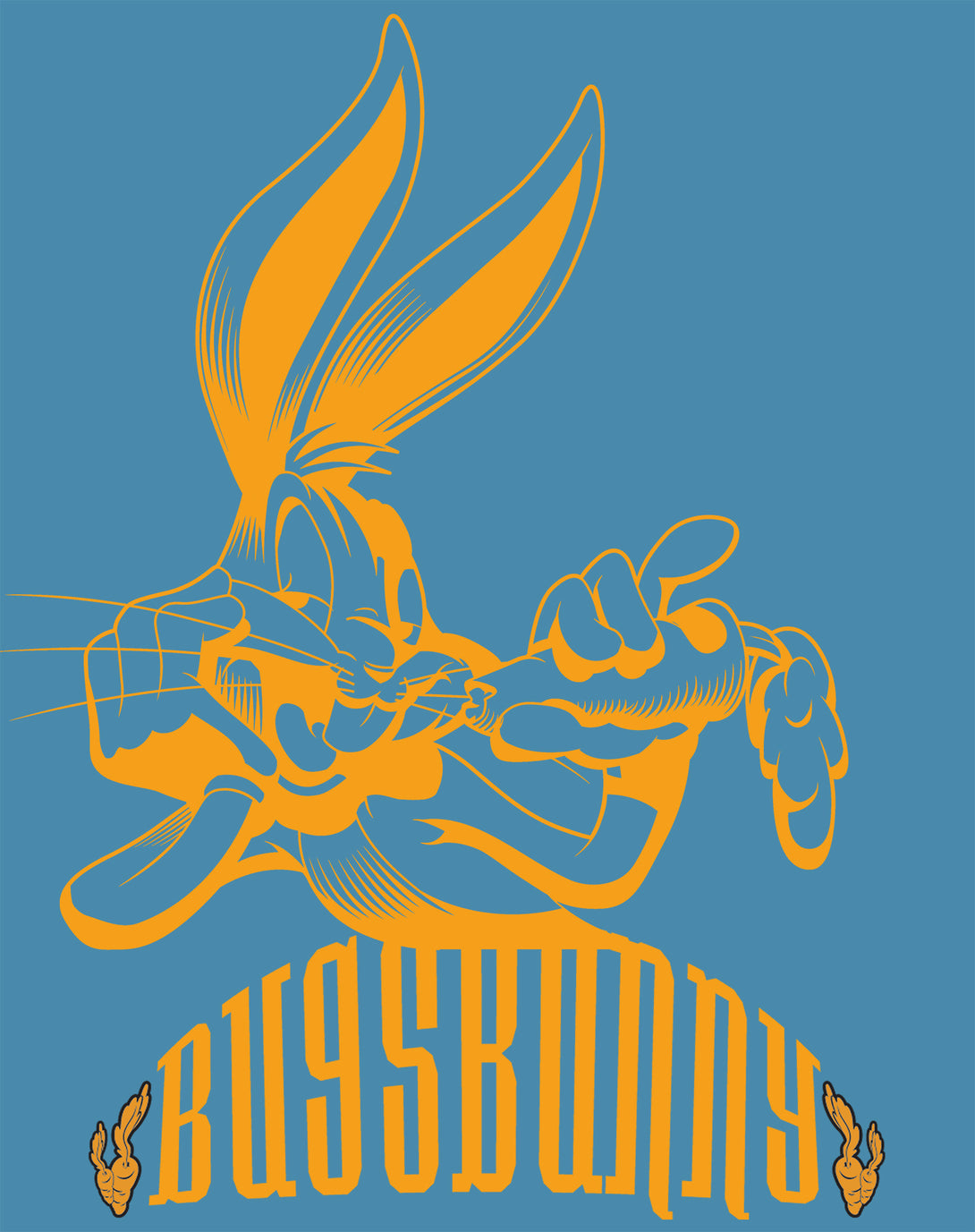 Looney Tunes Bugs Bunny Logo Carrot Smile Official Men's T-shirt Turquoise - Urban Species Design Close Up