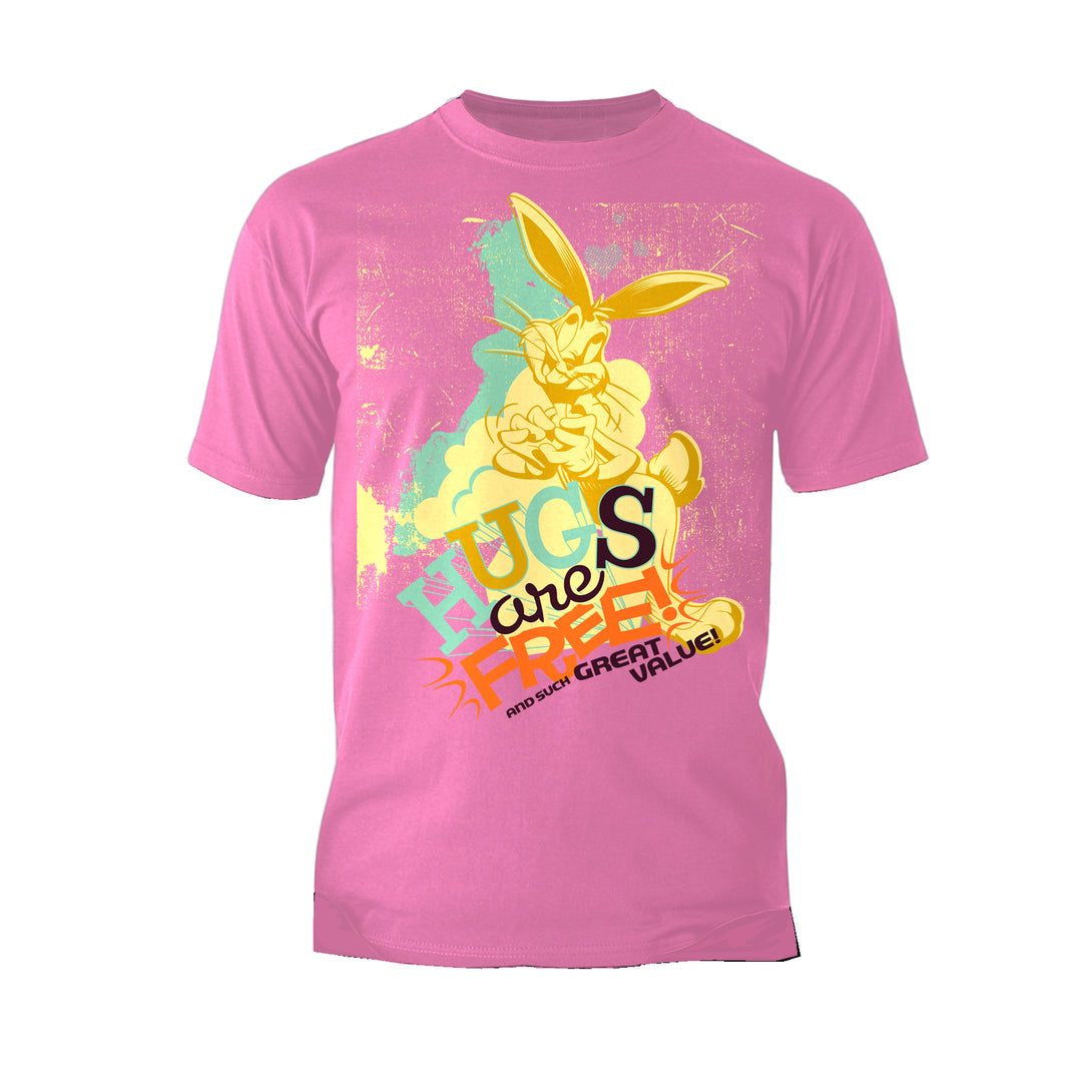 Looney Tunes Bugs Bunny Retro Hugs Free Official Men's T-shirt Pink - Urban Species