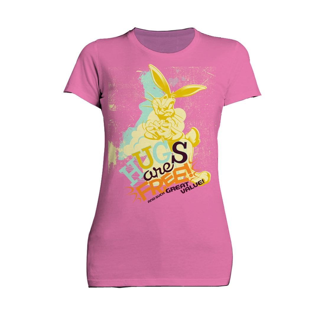 Looney Tunes Bugs Bunny Retro Hugs Free Women's T-shirt Pink - Urban Species