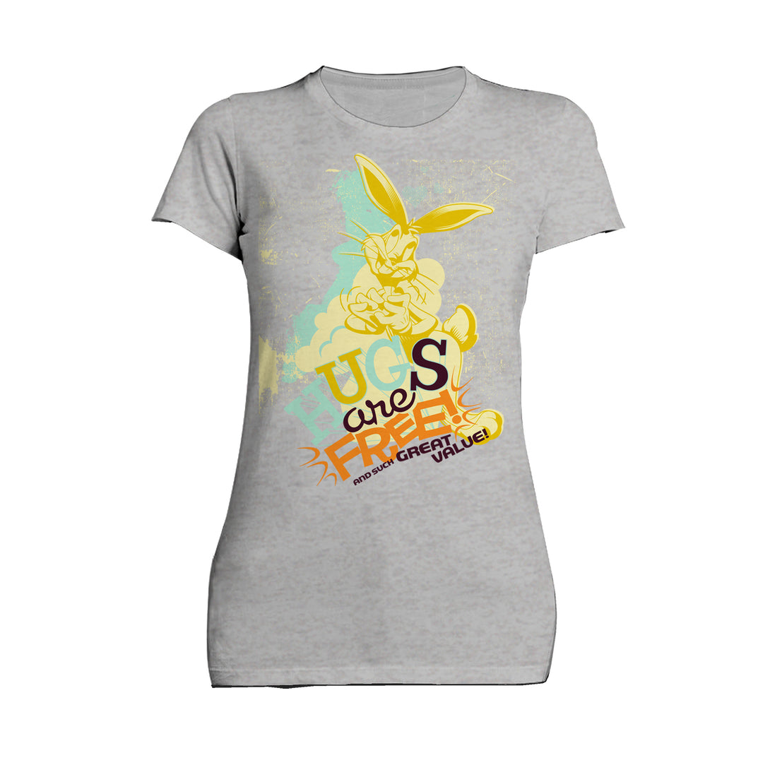 Looney Tunes Bugs Bunny Retro Hugs Free Women's T-shirt Sports Grey - Urban Species