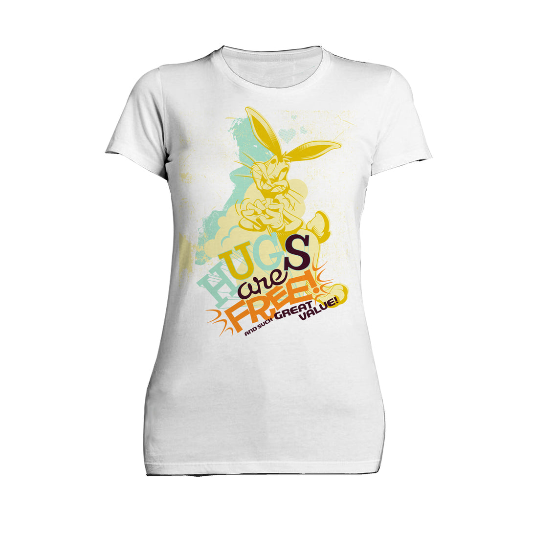 Looney Tunes Bugs Bunny Retro Hugs Free Women's T-shirt White - Urban Species