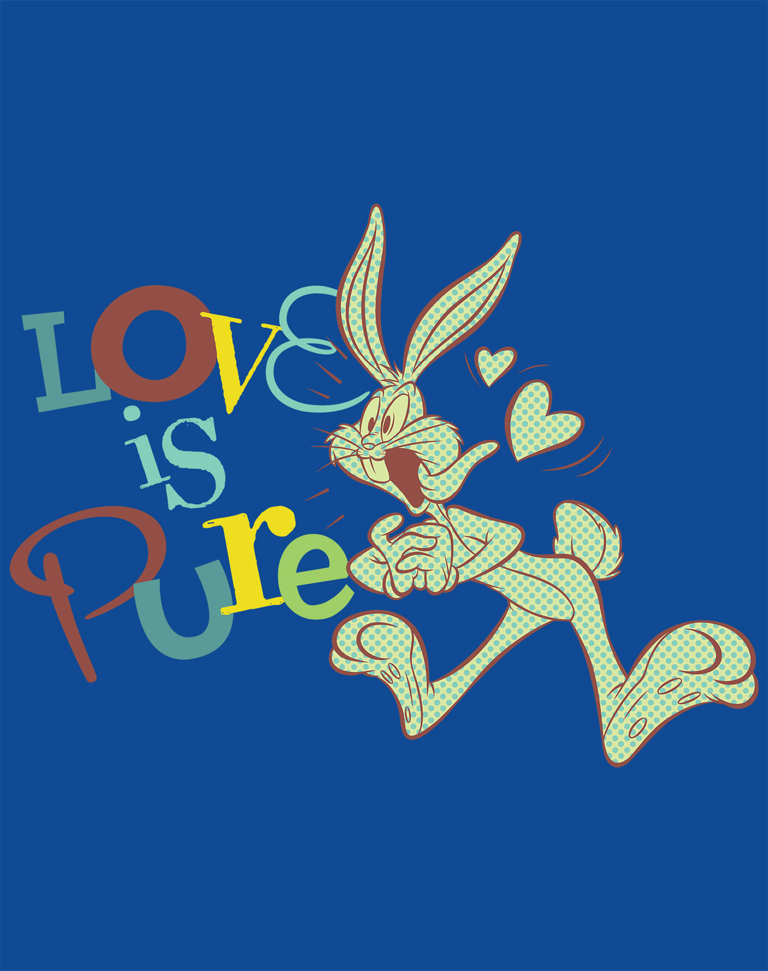 Looney Tunes Bugs Bunny Retro Love Pure Women's T-shirt Blue - Urban Species Design Close Up