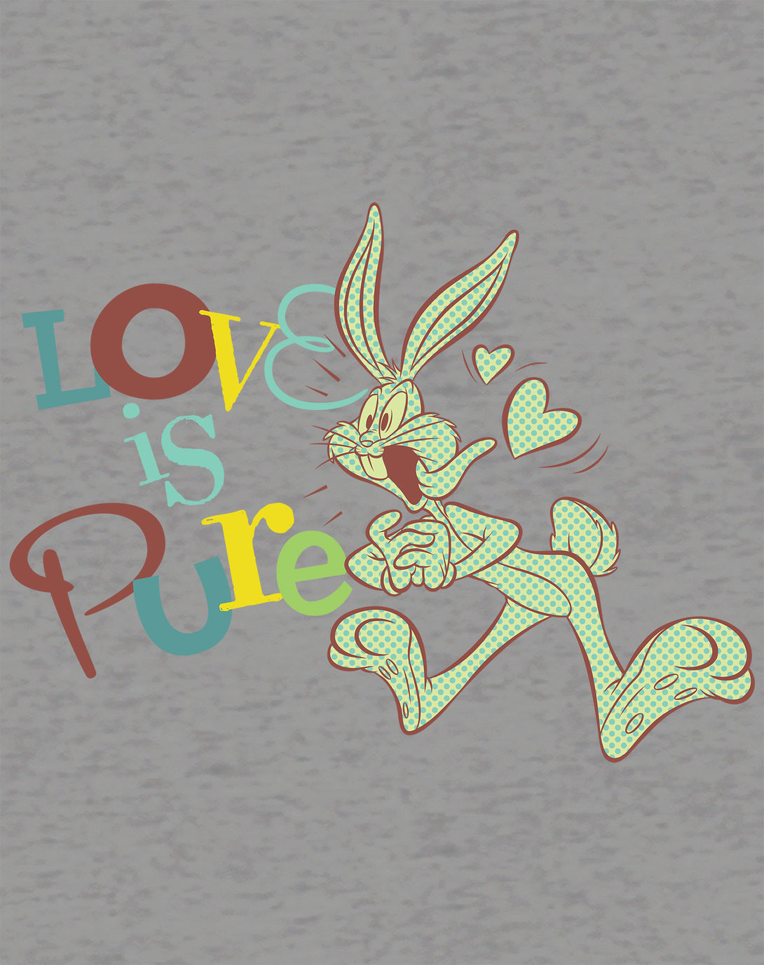 Looney Tunes Bugs Bunny Retro Love Pure Women's T-shirt Sports Grey - Urban Species Design Close Up