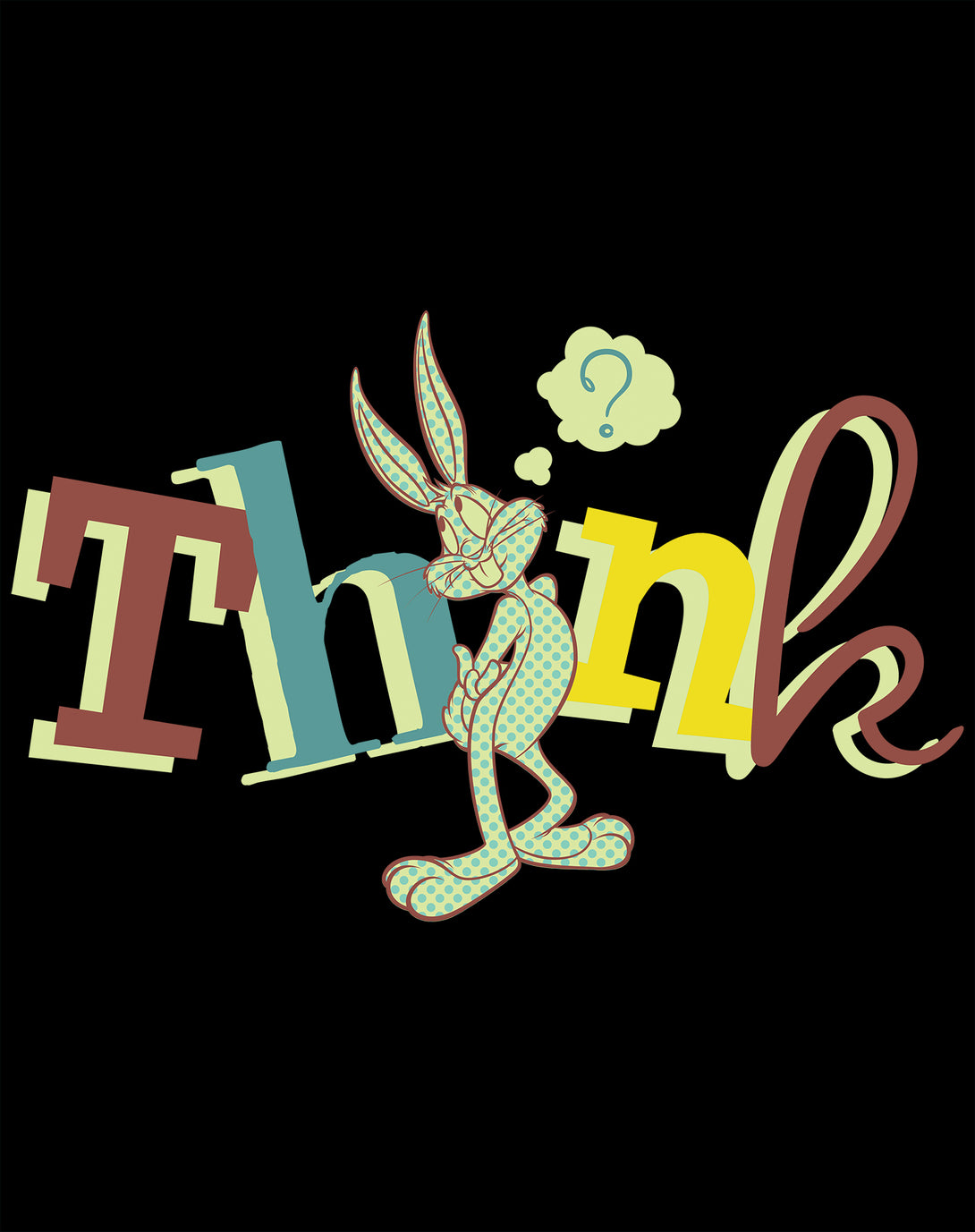 Looney Tunes Bugs Bunny Retro Think Women's T-shirt Black - Urban Species Design Close Up