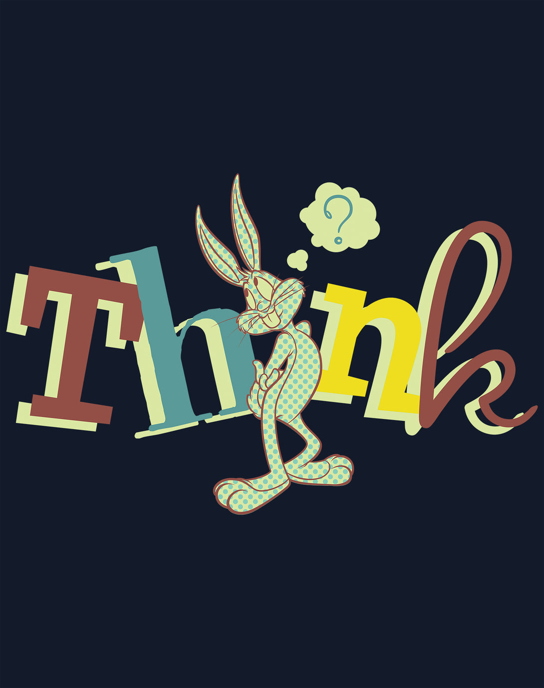 Looney Tunes Bugs Bunny Retro Think Women's T-shirt Navy - Urban Species Design Close Up