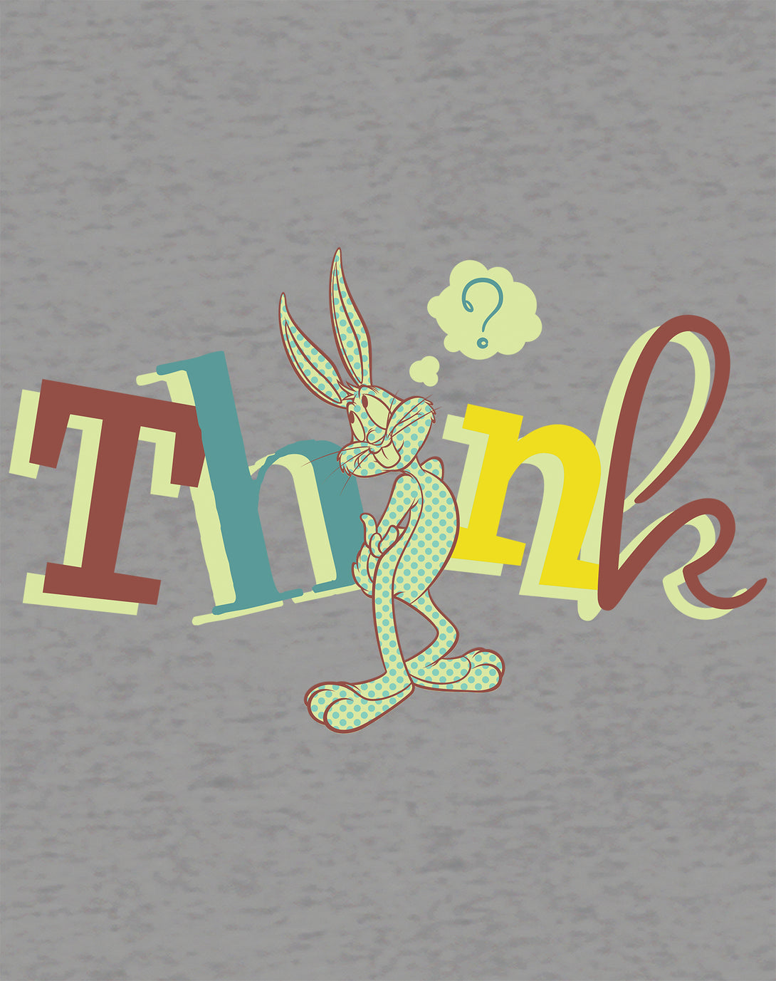 Looney Tunes Bugs Bunny Retro Think Women's T-shirt Sports Grey - Urban Species Design Close Up