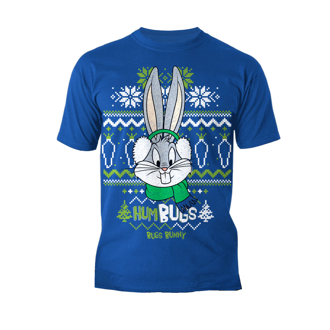 Looney Tunes Bugs Bunny Xmas HumBugs Official Men's T-Shirt Blue - Urban Species