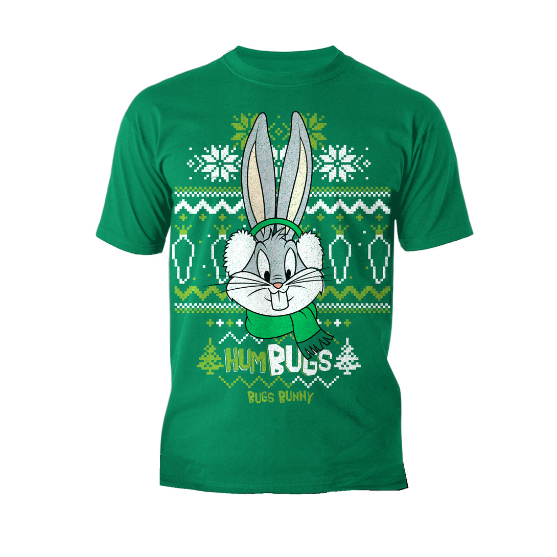 Looney Tunes Bugs Bunny Xmas HumBugs Official Men's T-Shirt Green - Urban Species