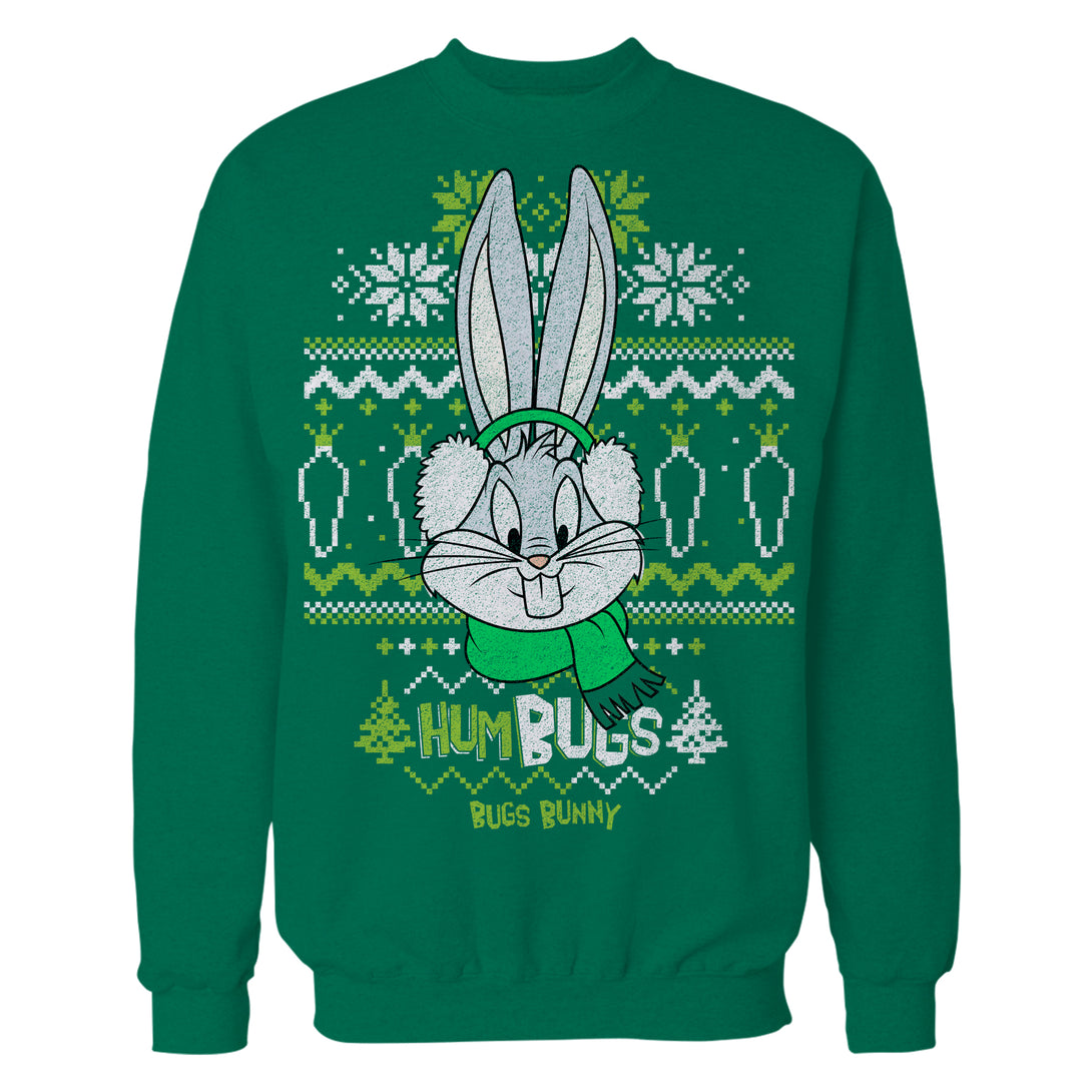 Looney Tunes Bugs Bunny Xmas HumBugs Official Men's Sweatshirt Green - Urban Species