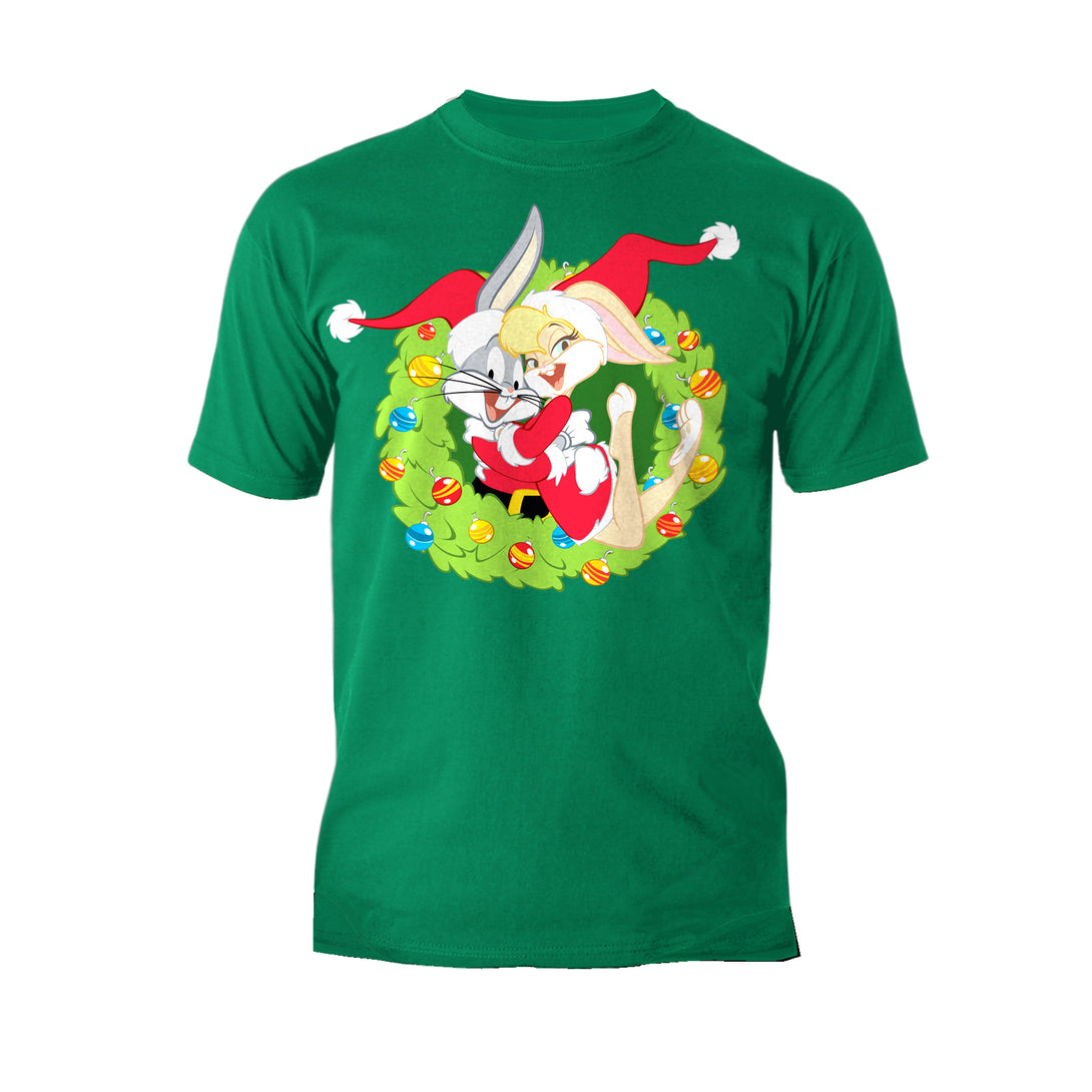Looney Tunes Bugs Lola Bunny Xmas Santa Official Men's T-Shirt Green - Urban Species