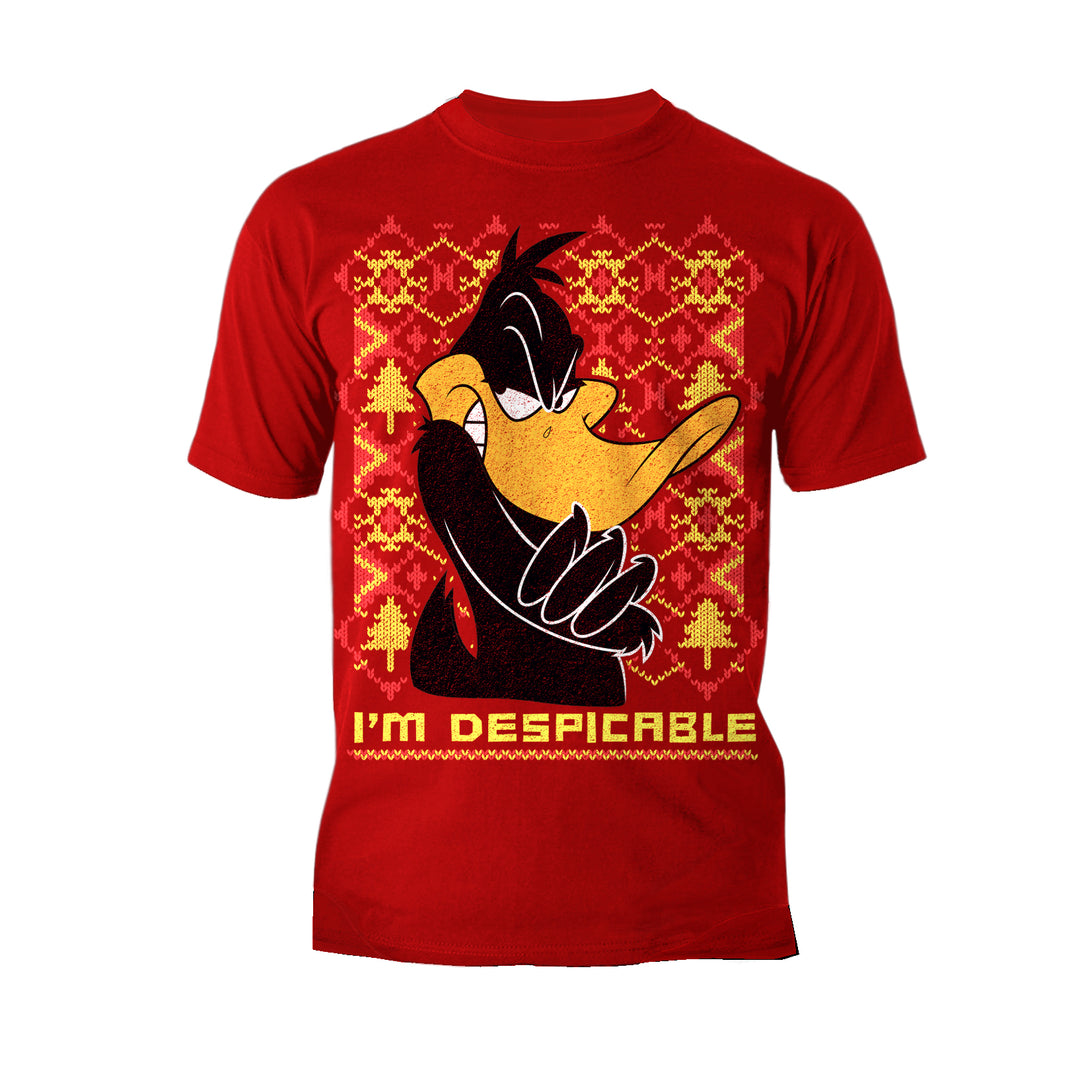 Looney Tunes Daffy Duck Xmas Despicable Official Men's T-Shirt Red - Urban Species