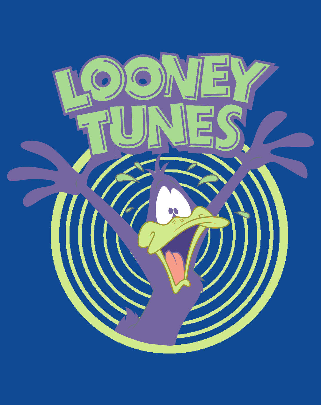 Looney Tunes Daffy Duck +Logo Crazy Official Youth T-shirt Blue - Urban Species Design Close Up