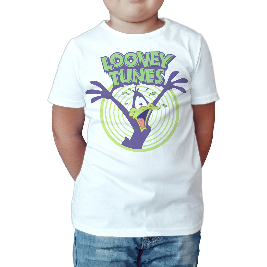 Looney Tunes Daffy Duck +Logo Crazy Official Kid's T-shirt White - Urban Species