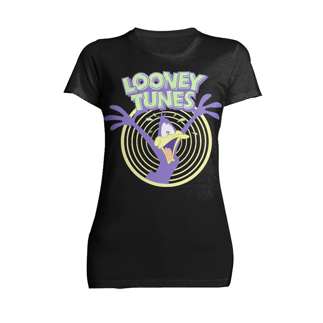 Looney Tunes Daffy Duck +Logo Crazy Official Women's T-shirt Black - Urban Species