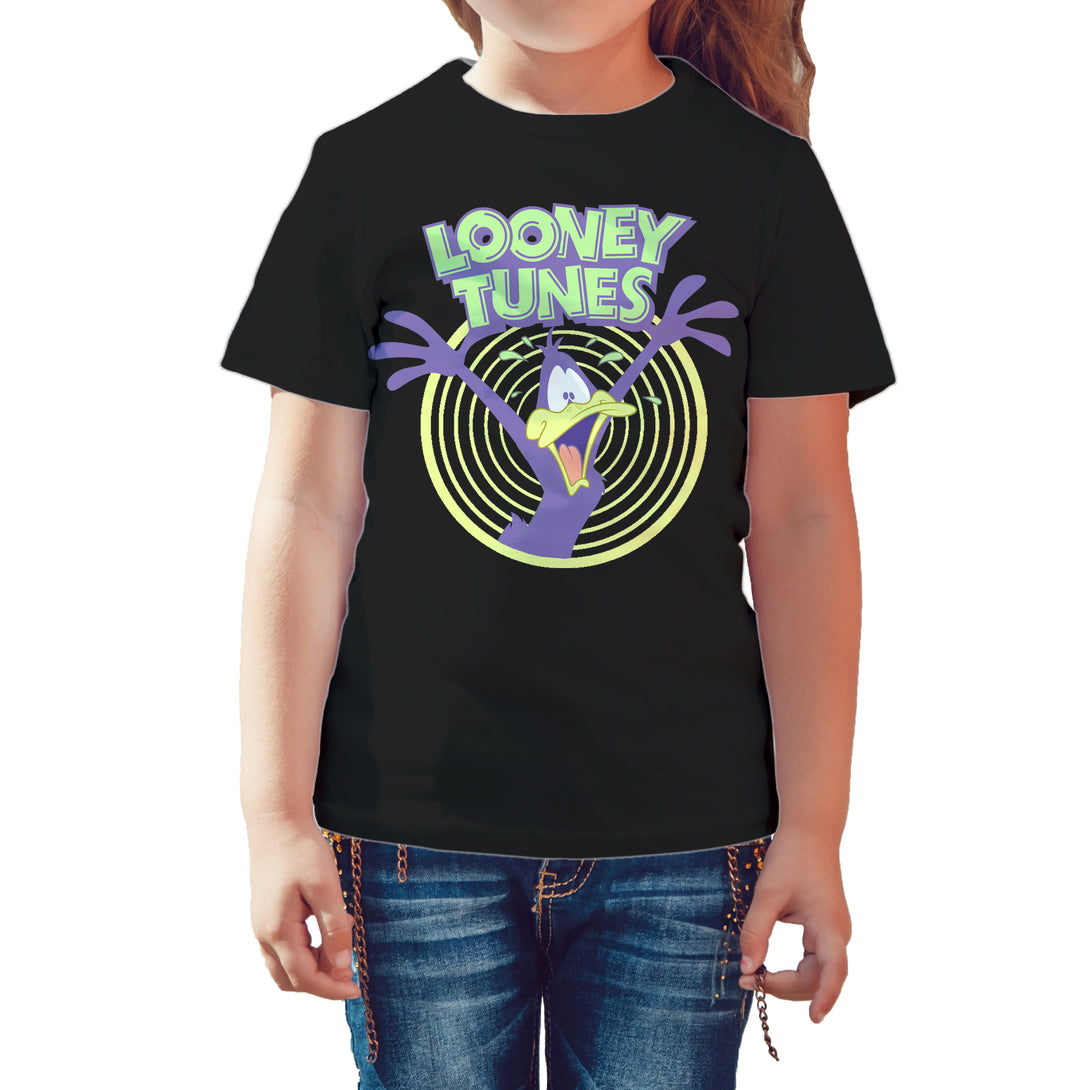 Looney Tunes Daffy Duck +Logo Crazy Official Kid's T-shirt Black - Urban Species