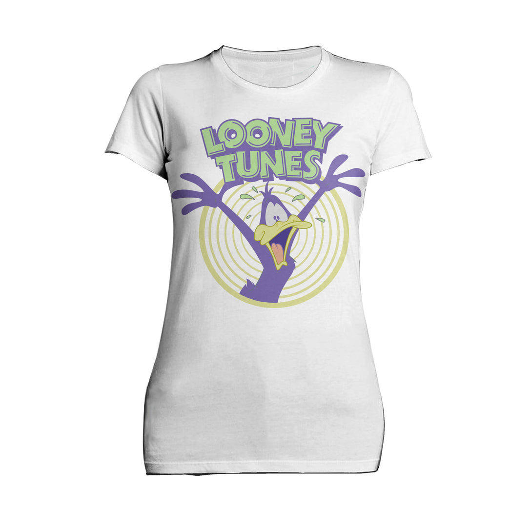 Looney Tunes Daffy Duck +Logo Crazy Official Women's T-shirt White - Urban Species