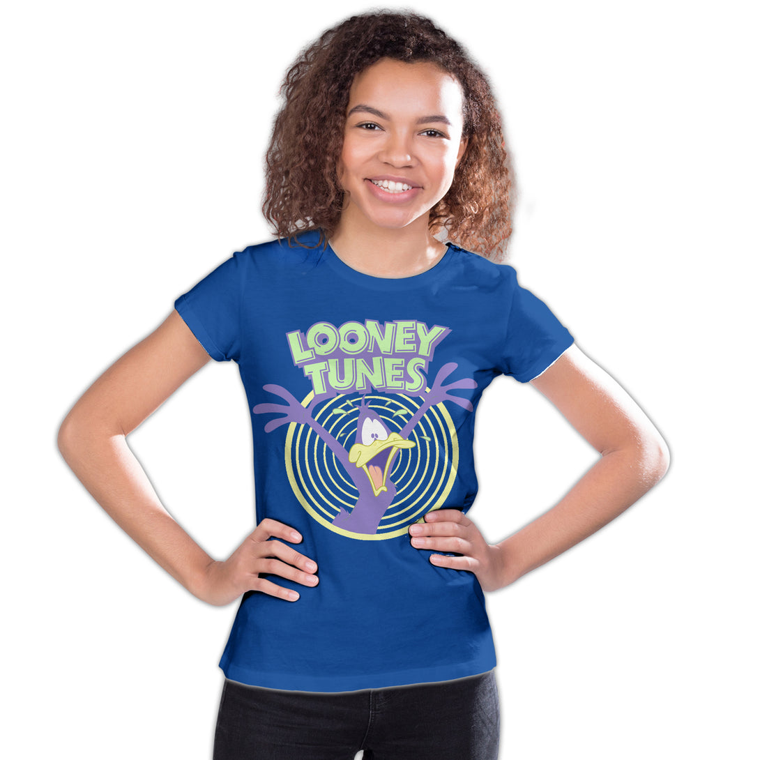 Looney Tunes Daffy Duck +Logo Crazy Official Youth T-shirt Blue - Urban Species