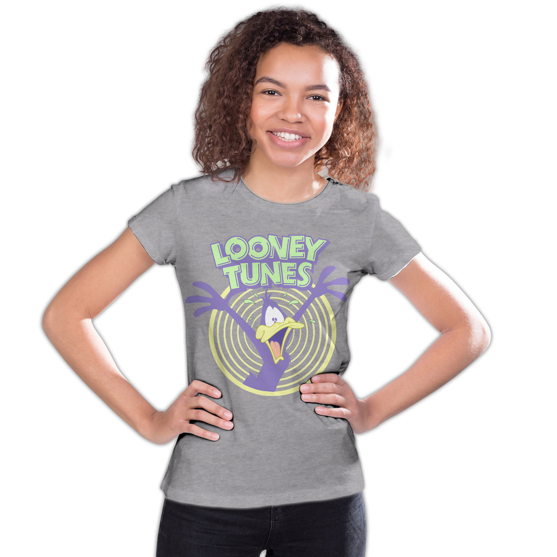 Looney Tunes Daffy Duck +Logo Crazy Official Youth T-shirt Sports Grey - Urban Species