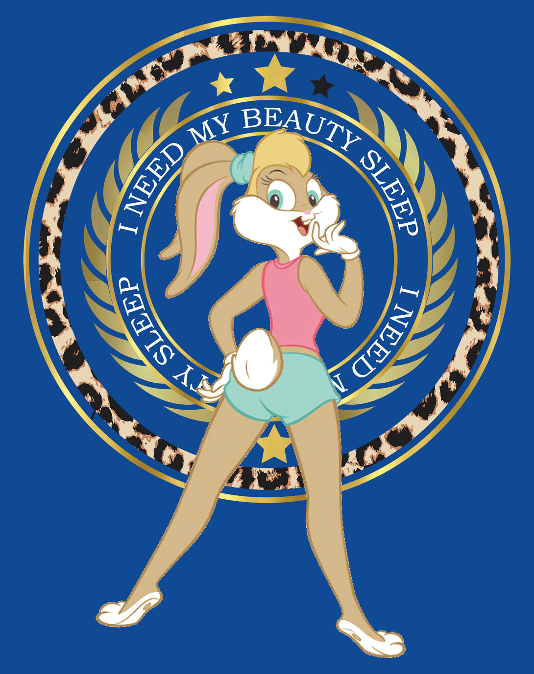 Looney Tunes Lola Bunny Beauty Sleep Official Men's T-shirt Blue - Urban Species Design Close Up