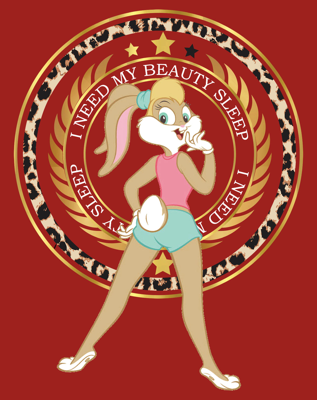 Looney Tunes Lola Bunny Beauty Sleep Official Women's T-shirt Red - Urban Species Design Close Up