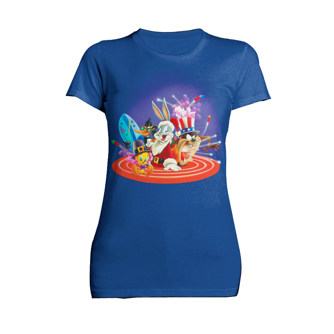 Looney Tunes Looney Tunes American Holiday Official Women's T-Shirt Blue - Urban Species
