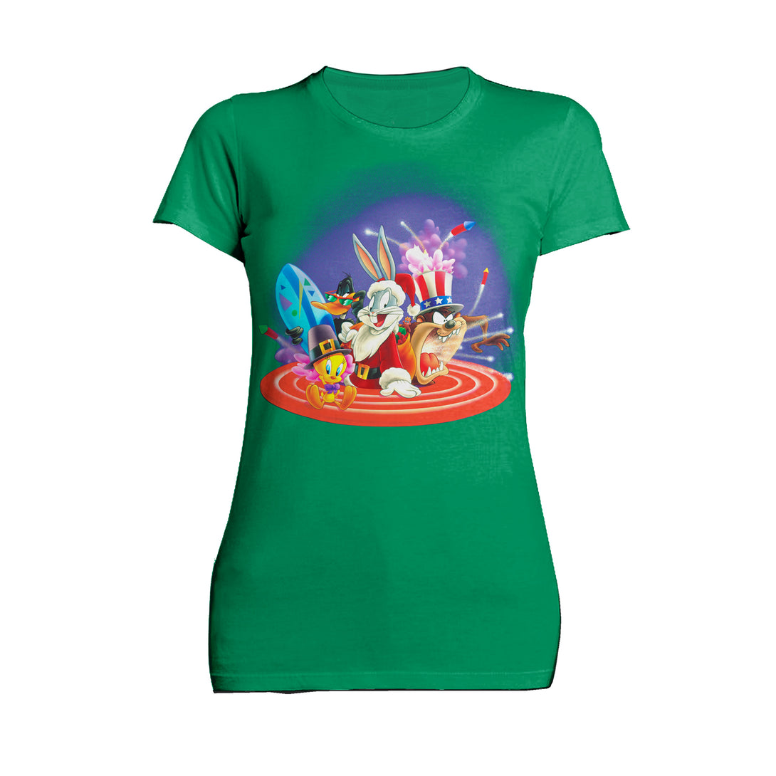 Looney Tunes Looney Tunes American Holiday Official Women's T-Shirt Green - Urban Species