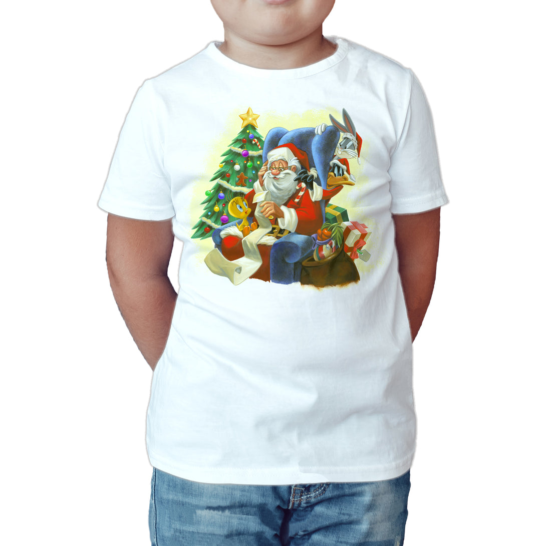 Looney Tunes Looney Tunes Xmas Santa Official Kid's T-Shirt White - Urban Species