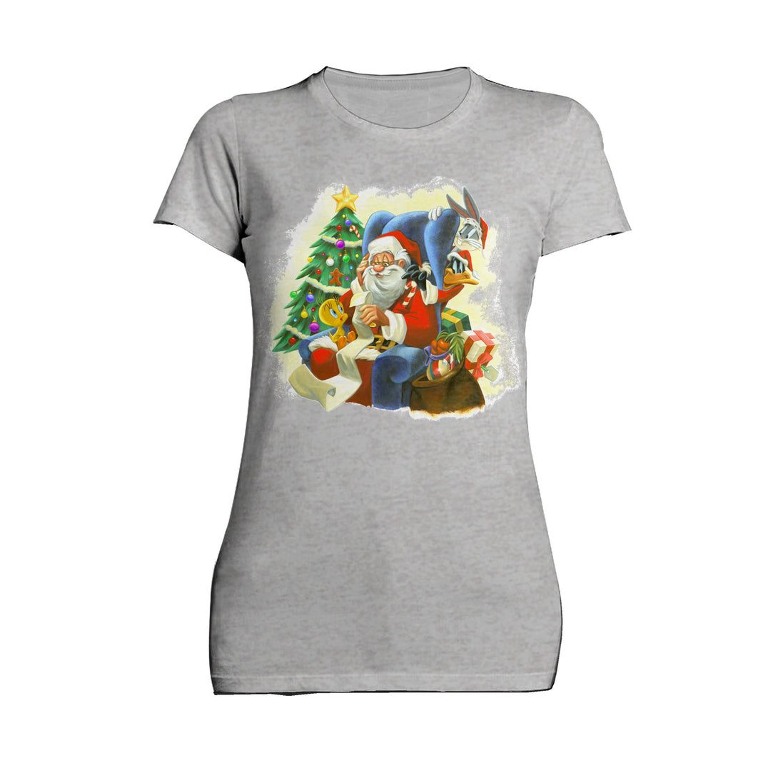 Looney Tunes Looney Tunes Xmas Santa Official Women's T-Shirt Sports Grey - Urban Species