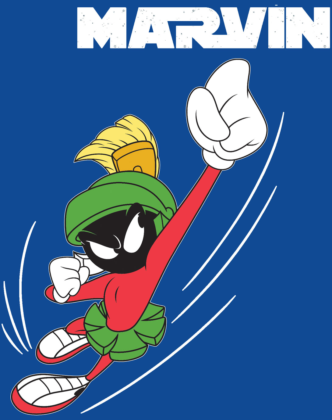 Looney Tunes Marvin Flying Martian Official Men's T-shirt Blue - Urban Species Design Close Up