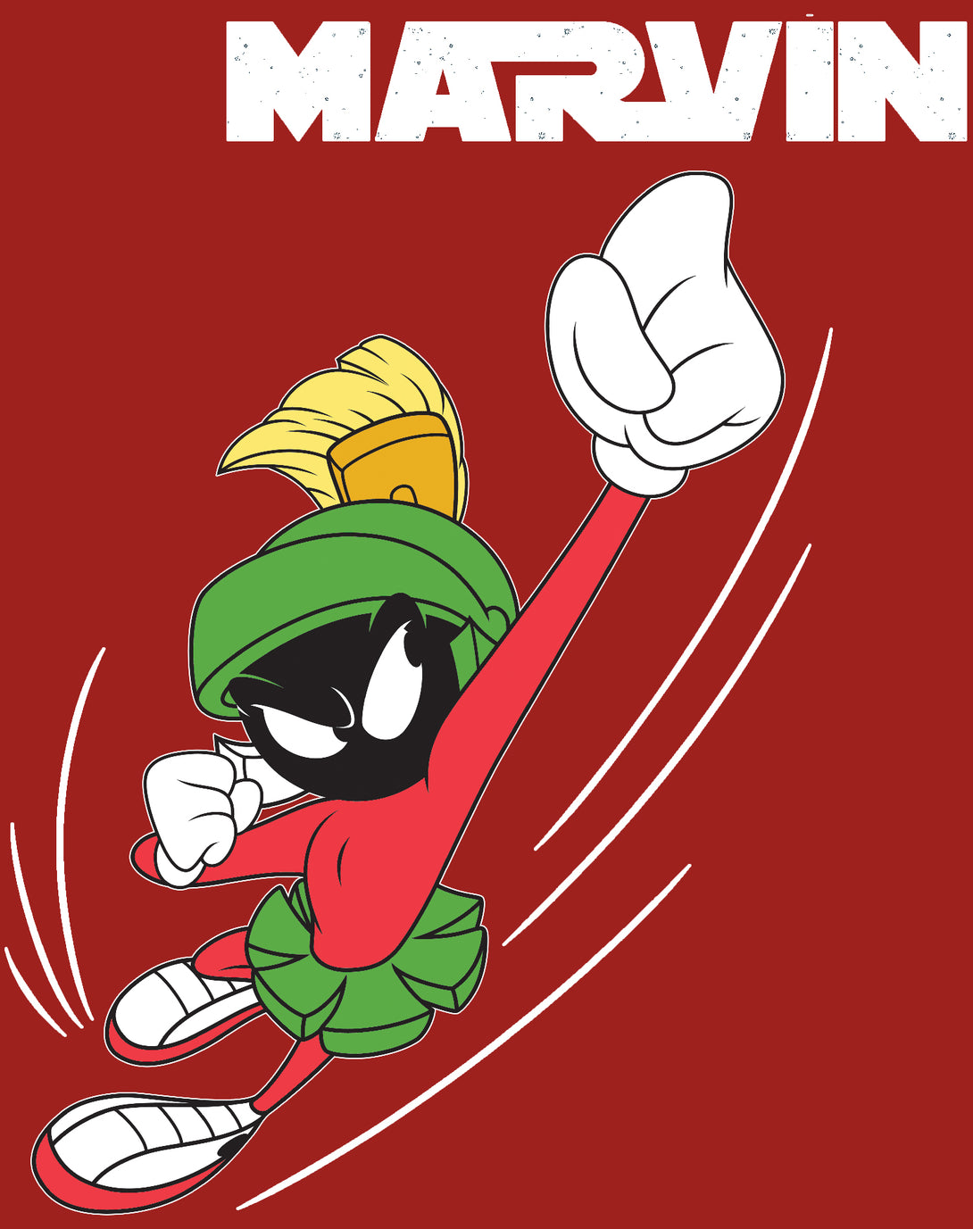 Looney Tunes Marvin Flying Martian Official Men's T-shirt Red - Urban Species Design Close Up