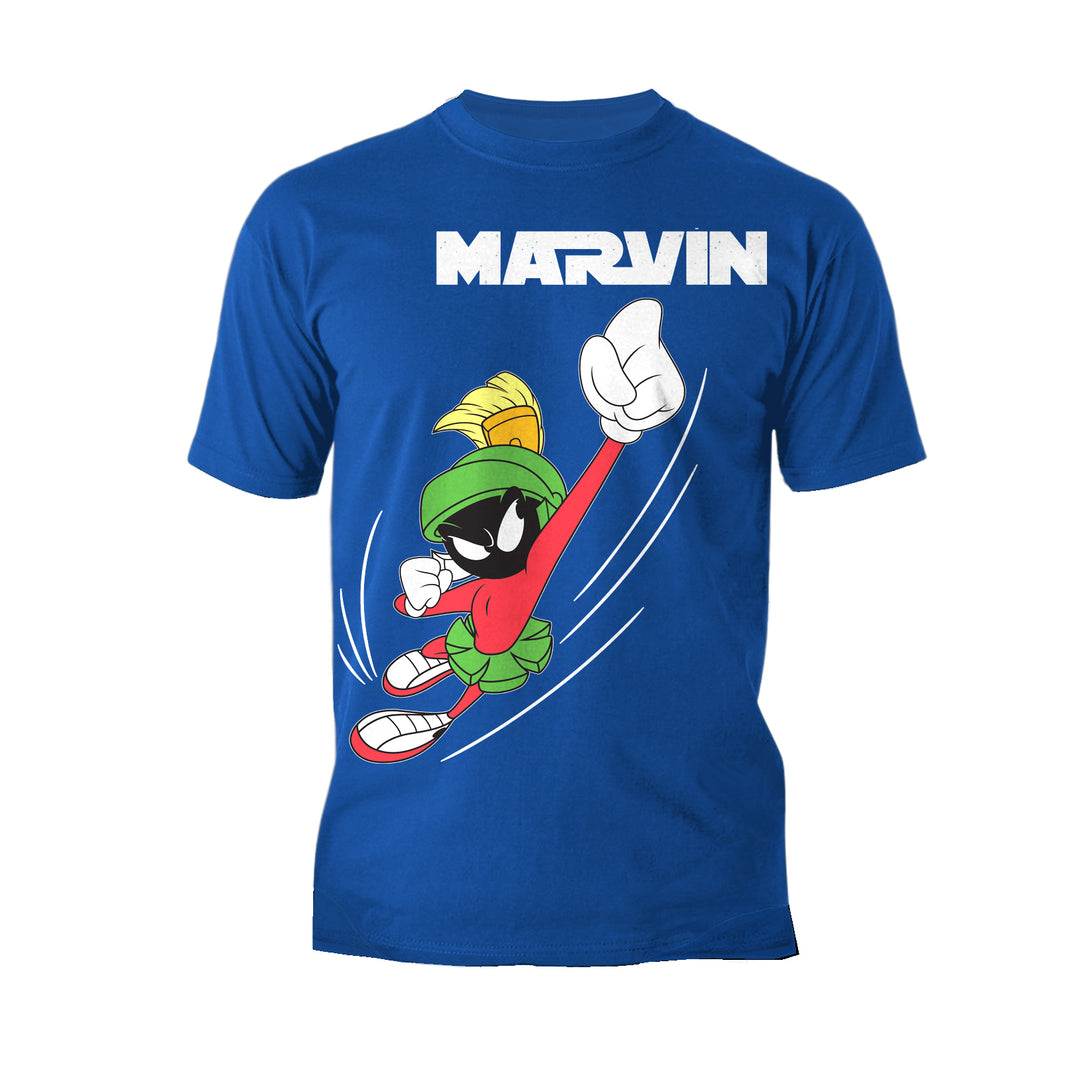 Looney Tunes Marvin Flying Martian Official Men's T-shirt Blue - Urban Species