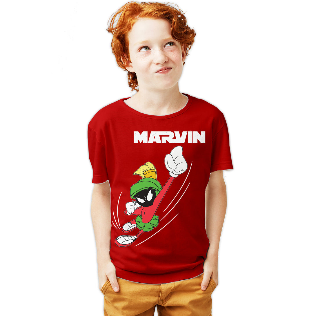 Looney Tunes Marvin Flying Martian Official Youth T-shirt Red - Urban Species