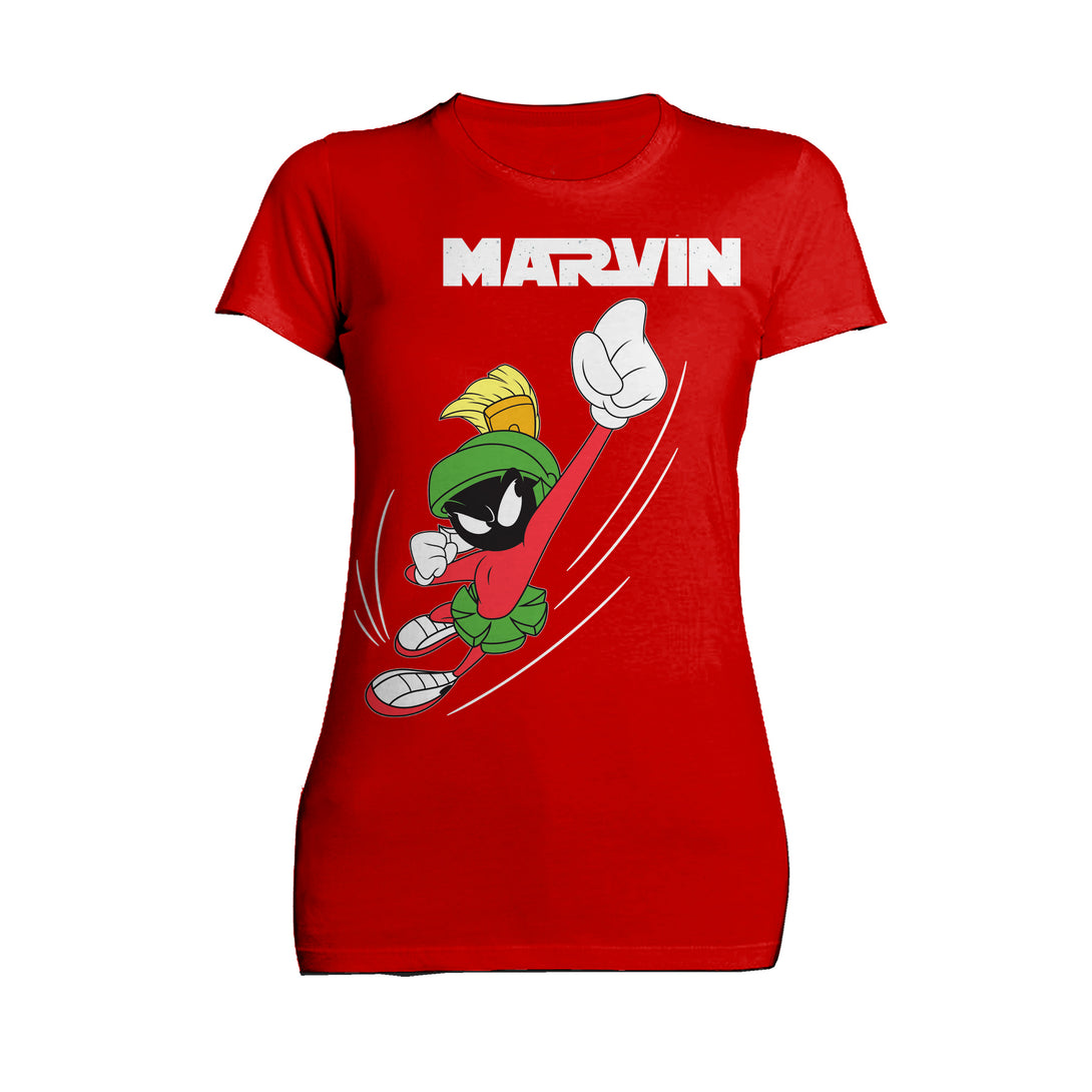 Looney Tunes Marvin Flying Martian Official Women's T-shirt Red - Urban Species