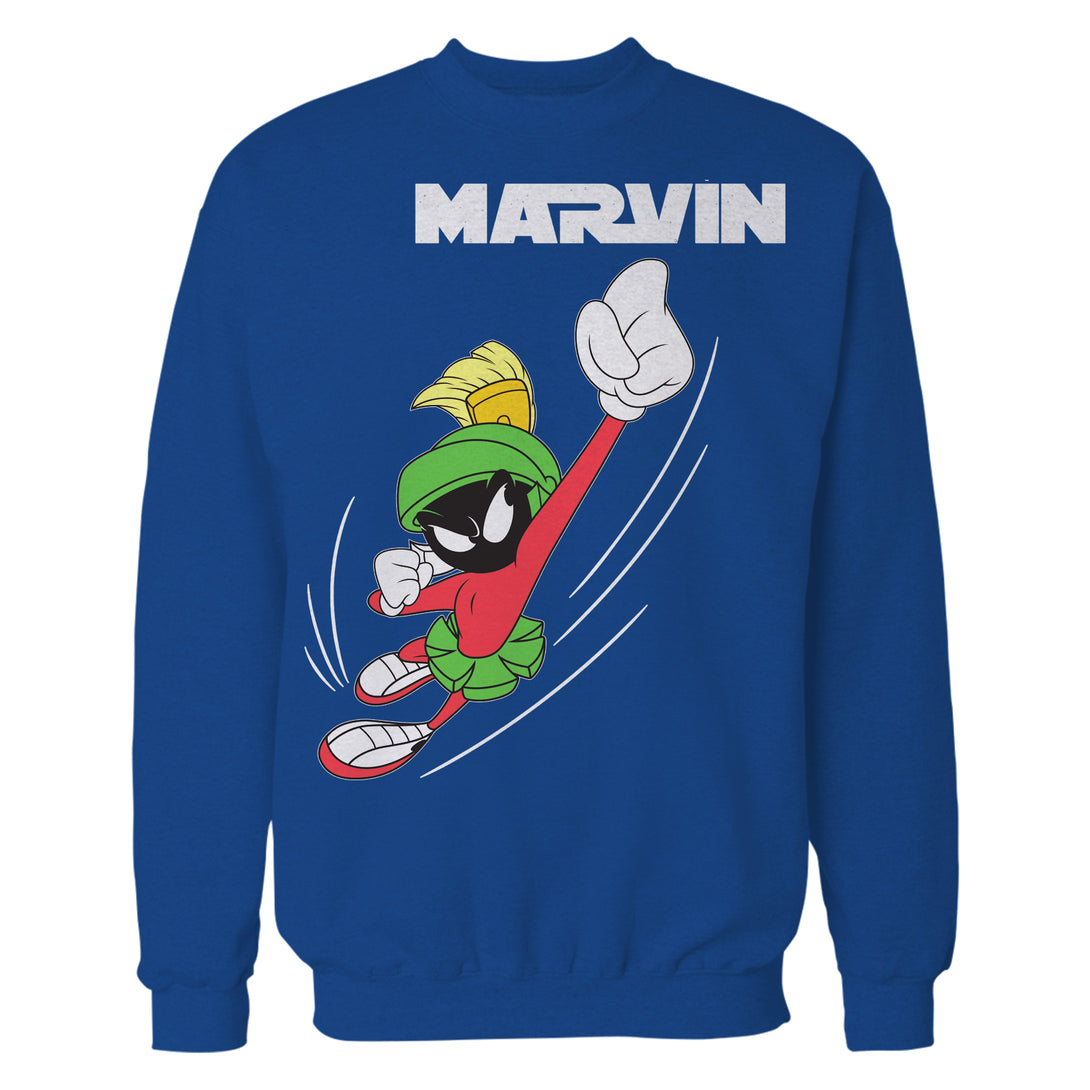 Looney Tunes Marvin Flying Martian Official Sweatshirt Blue - Urban Species