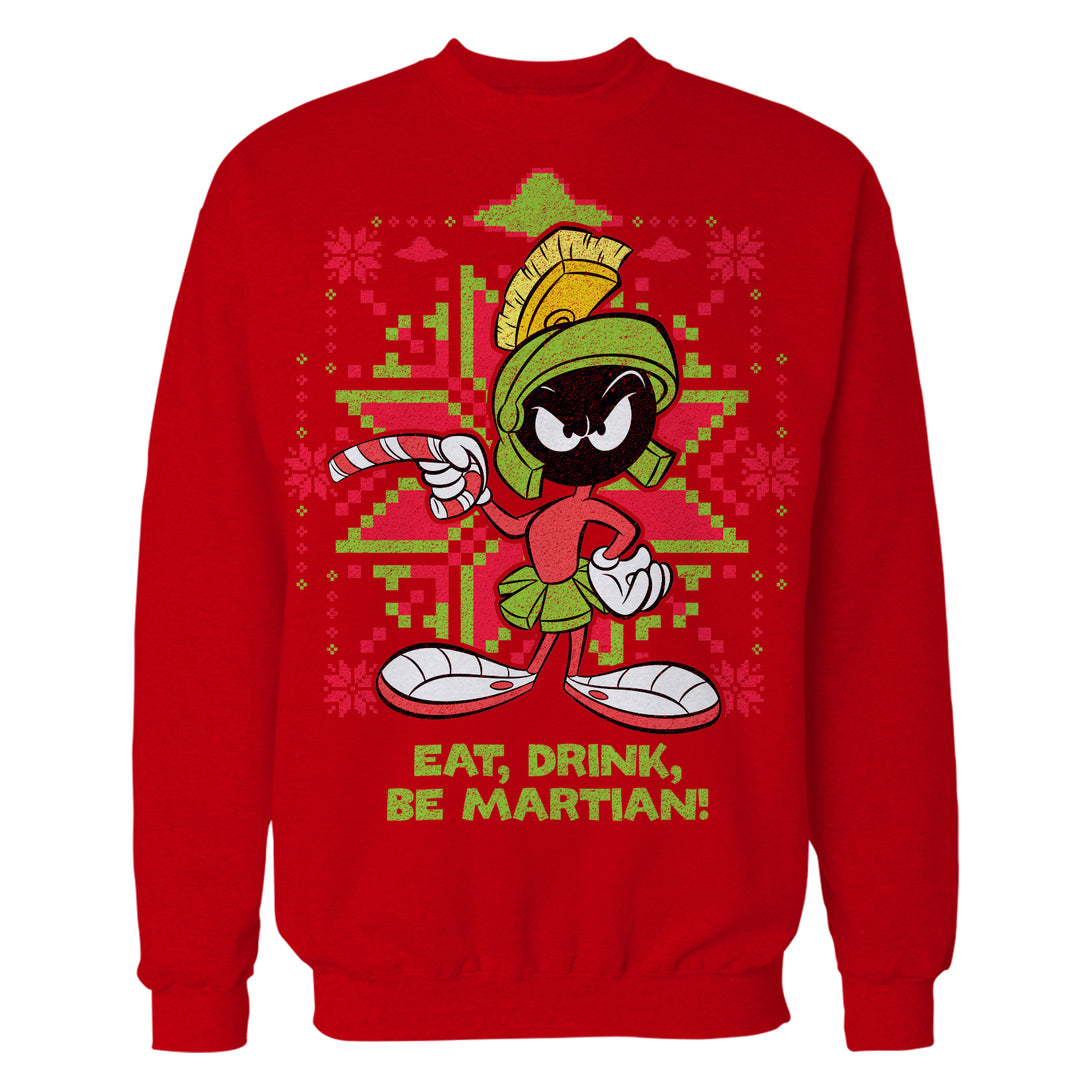 Looney Tunes Marvin Martian Xmas Eat Official Sweatshirt Red - Urban Species