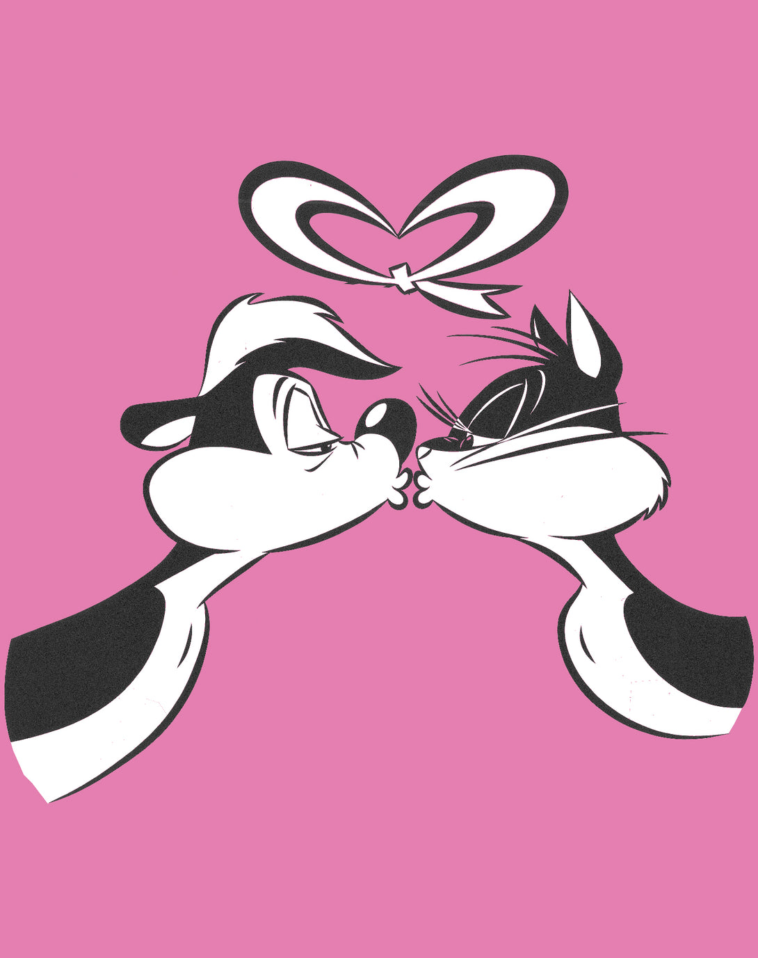 Looney Tunes Pepe Le Pew Valentines Kiss Official Men's T-Shirt Pink - Urban Species Design Close Up