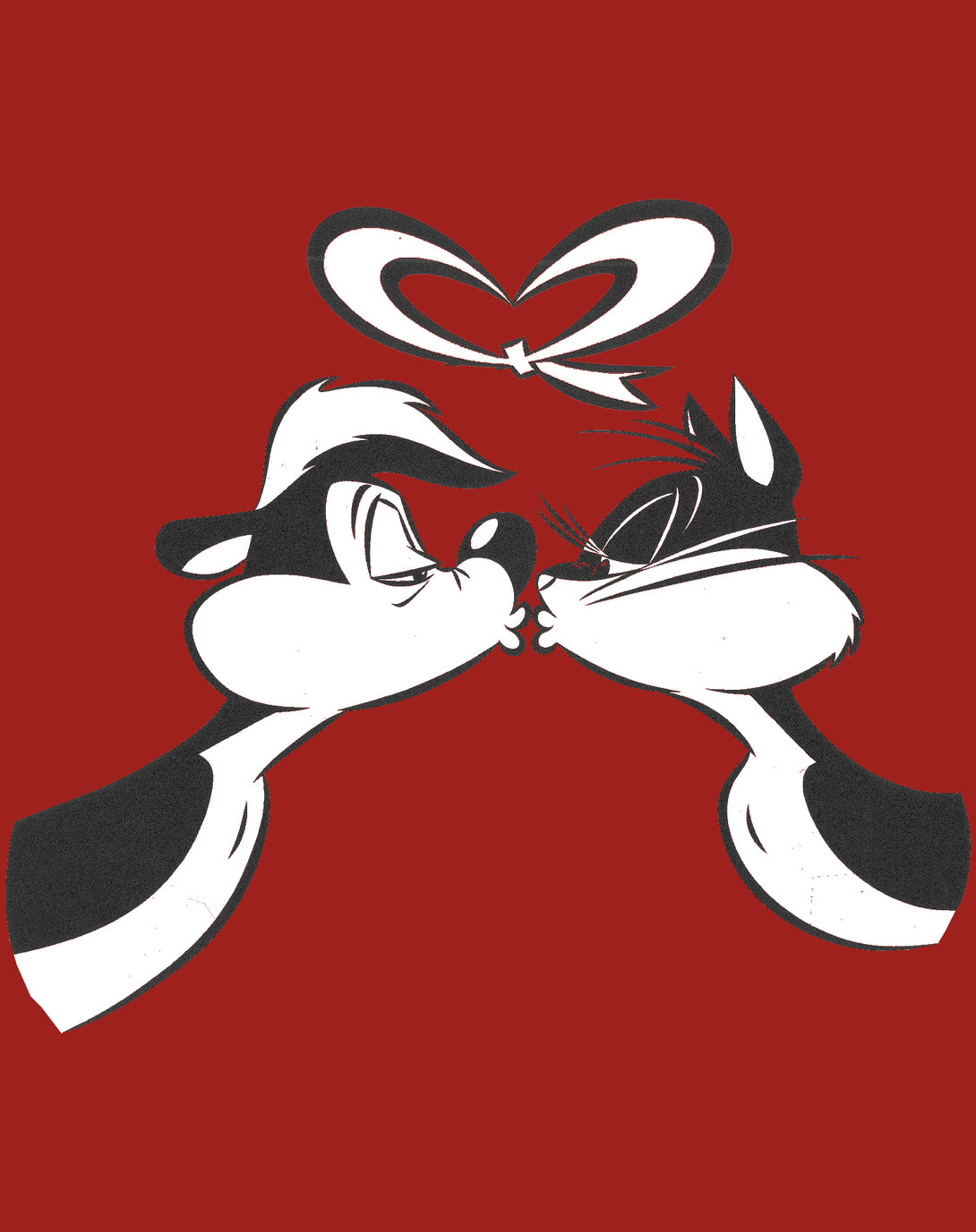 Looney Tunes Pepe Le Pew Valentines Kiss Official Sweatshirt Red - Urban Species Design Close Up