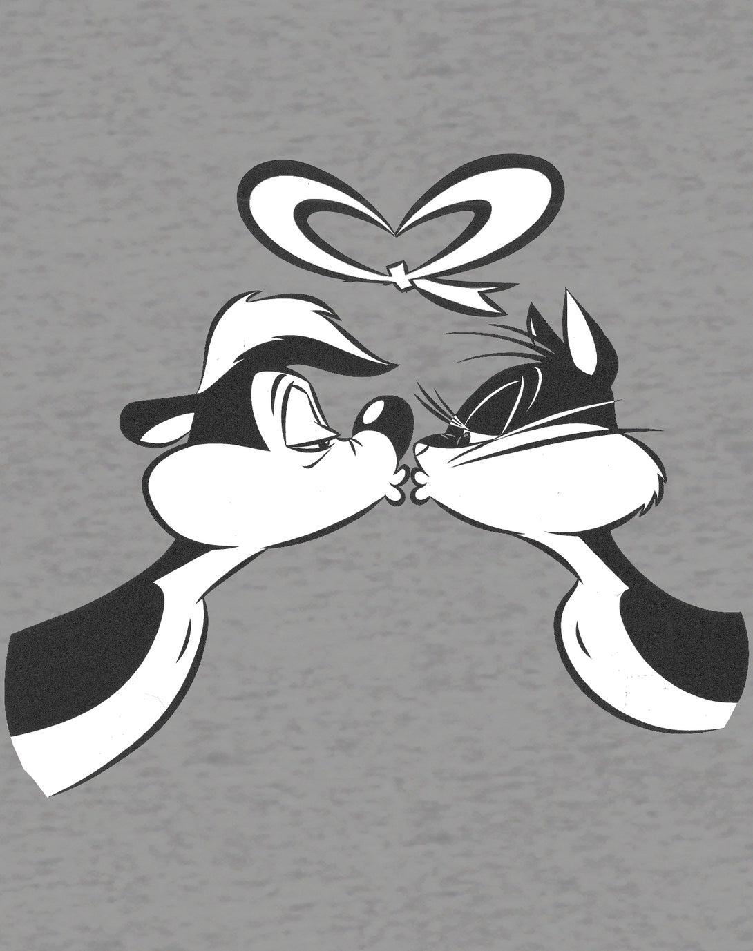 Looney Tunes Pepe Le Pew Valentines Kiss Official Sweatshirt Sports Grey - Urban Species Design Close Up