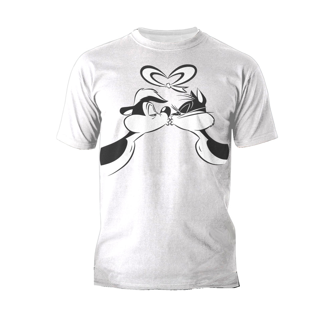 Looney Tunes Pepe Le Pew Valentines Kiss Official Men's T-Shirt White - Urban Species