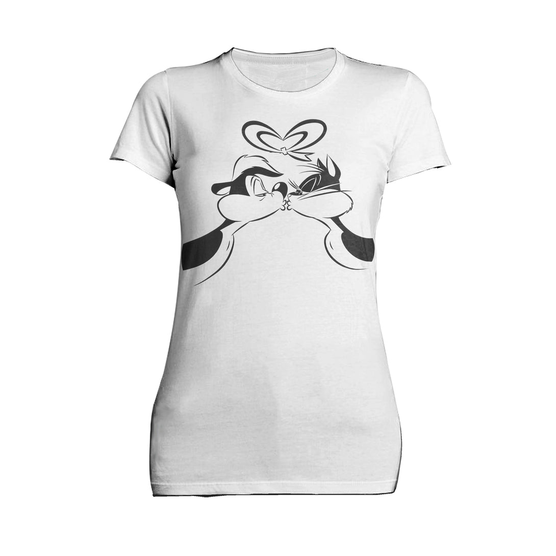 Looney Tunes Pepe Le Pew Valentines Kiss Official Women's T-Shirt White - Urban Species