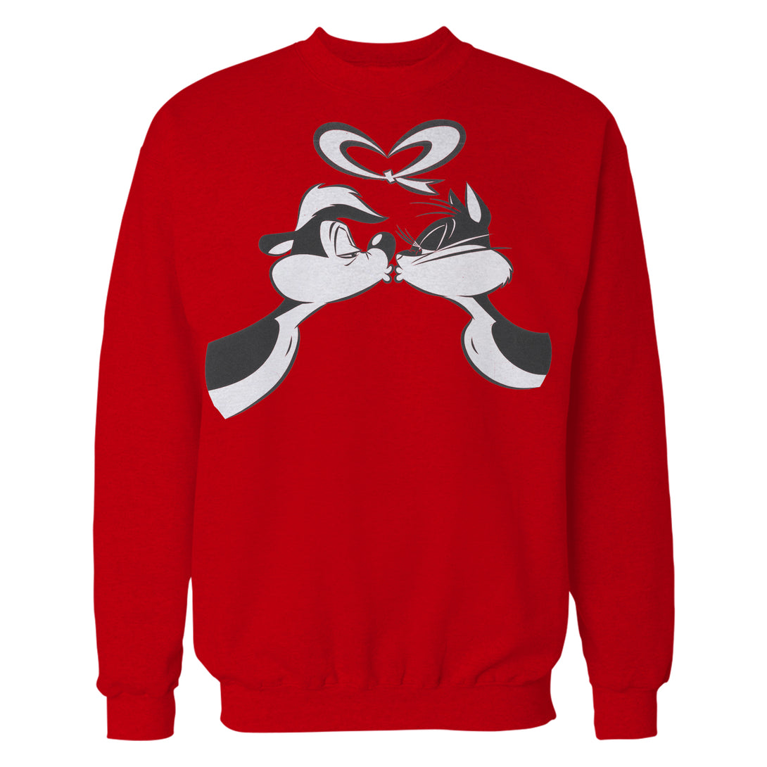 Looney Tunes Pepe Le Pew Valentines Kiss Official Sweatshirt Red - Urban Species